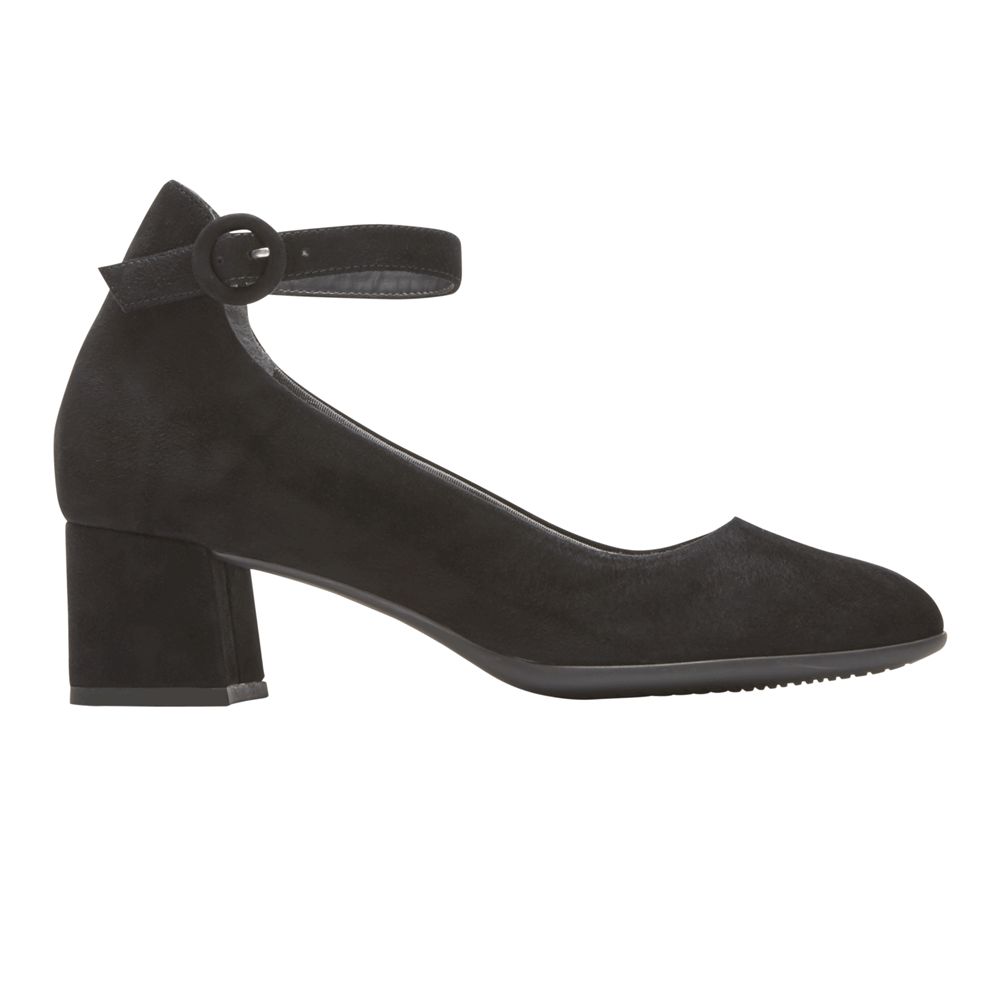 Pantofi Cu Toc Rockport Dama Total Motion Novalie Ankle-Strap Heel Negrii - Romania 5601-BJXMZ